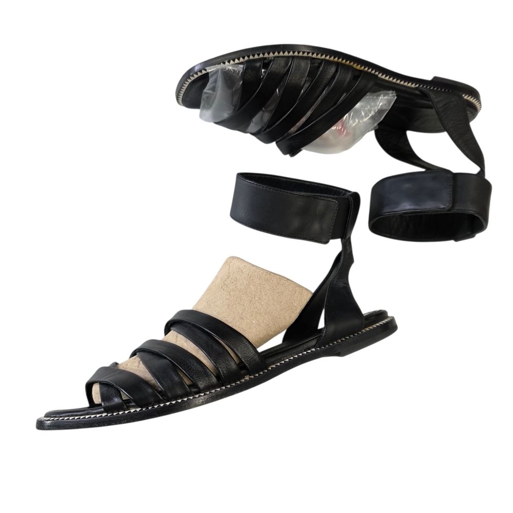 McQ by Alexander McQueen leather Gladiator Black crisscross Sandals